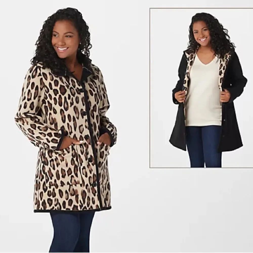 Susan Graver Weekend Reversible Sherpa & Polar Fleece Coat
